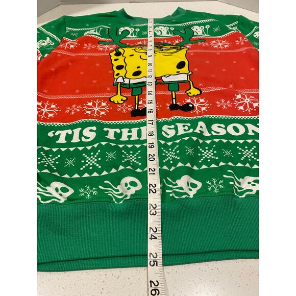 SPONGEBOB SQUAREPANTS TIS THE SEASON HOLIDAY UGLY SMALL SWEATER - Picture 4 of 5